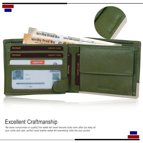 Image of HORNBULL Men's Personalized Gift Wallet I Customized Slim Stylish Leather Purse with Name I Unique Birthday Gift for Men Boy Love Husband (Green)