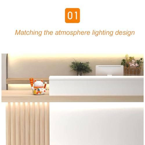 Modern L-Shaped Large Wooden Commercial Reception Desk,Reception Desk with Counter & Lockable Drawers,for Clothing Store, Shop,Company Front, Coffee Shop- Easy to Install - Thumbnail 4
