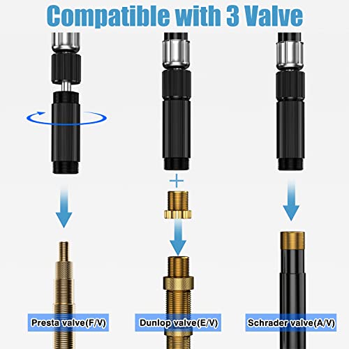 Visnfa Portable Mini Bike Pump With Pressure Gauge And High Pressure 160 Psi Aluminum Alloy Bicycle Floor Pump Fits Presta,Schrader & Dunlop Valves And No Adapter Needed (Black) #TOP1