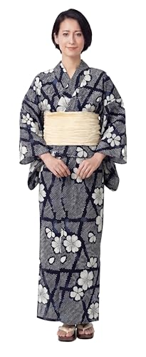 Dita Women's New Separate Yukata Set with Easy Wearing Top, Wrap Skirt, and Pleated Heko Obi Belt (Japanese Casual Kimono) (16700310, onesize)