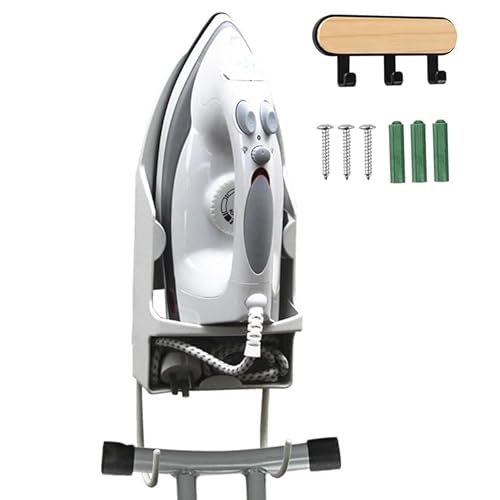 Ironing Board Hanger Wall Mount,Laundry Room Iron Board Holder Laundry Room Decor Organization,Electric Iron Holder Rack,Wall Mounted Ironing Board Hook (White)