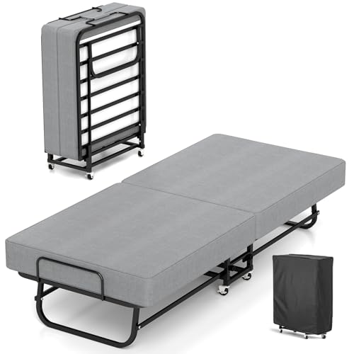 WATHPUR Folding Bed with Mattress, Portable...