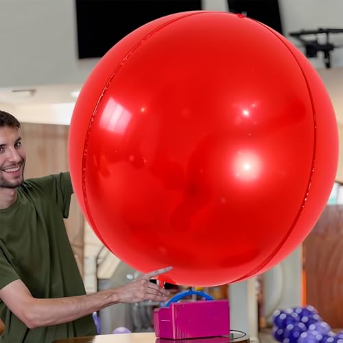 Image of 50 Inch Metallic Red Round Foil Balloons 3pcs Large Mylar Balloons