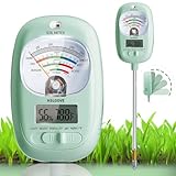 HSLGOVE Soil Test Kit, 7-in-1 Soil pH Meter, Soil Moisture Meter/Fertility/Moisture Meter for Plants, Light/Soil Temp/Thermometer Hygrometer for Garden/Lawn/Farm Outdoor&Indoor Soil Tester-Green