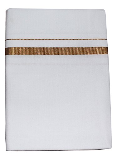 Image of PRAKASAM COTTON mens Jari Single (1.30x2.00 Meter) Dhoti-Pack of-2