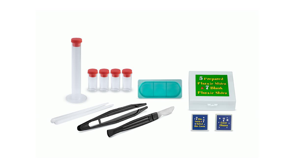 KONUS | KONUSCIENCE-2 Microscopio con Zoom fino a 1200x con Accessori - Vetrini, Coprivetrini, Fiale di Raccolta Campioni, Adattatore per Smartphone