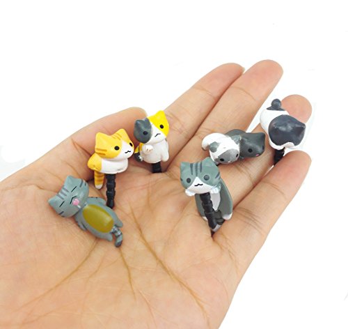 yueton Pack of 6 Cat Dust Plug Stopper Universal 3.5mm Anti Dust Earphone Jack Plug Cap for iPhone Samsung and Others Smartphone
