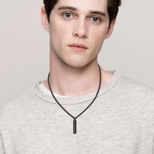 Dletay Urn Necklace for Ashes Stainless Steel Cremation Jewelry for Ashes Memorial Ash Necklace for Men Women Ash Holder Black2