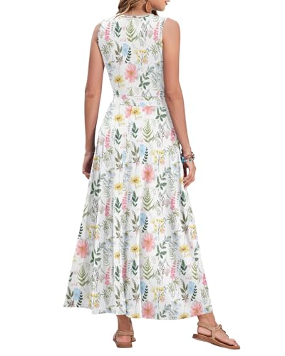 Image of AUSELILY Womens Maxi Dress Summer Sleeveless Wrap Long Dresses with Pockets | V-Neck Wrap Sleeveless Sundress, fits formal, casual, beach, vacation & daily wear