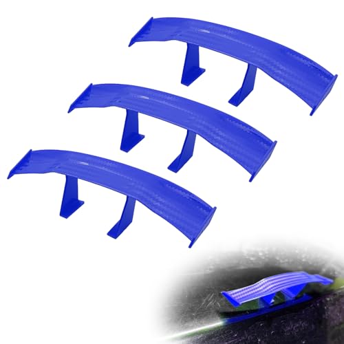 3PCS Universal Car Mini Spoiler Wing, 6.7 Inch No Drilling Rear Tail Wing, Carbon Fiber Texture Auto Rear Window Spoiler, Stylish Exterior Decor Accessories for Most Vehicles Men Women (Blue)