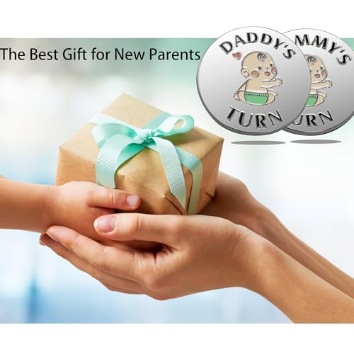 Image of New Dad Mom Gifts Funny Decision Making Coin, New Parent Mummy Daddy Pregnancy Women First Time to be Moms Dads St.Patrick's Day Easter Birthday Gifts Double Sided
