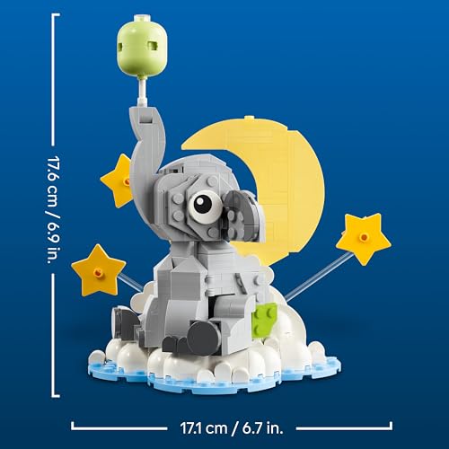 LEGO Le bébé éléphant dans Le Ciel - Set de Construction pour Adulte - Maquette avec Figurine d'animal & Accessoires pour Décoration de Chambre de Bébé - Cadeau Naissance pour Parents 40814
