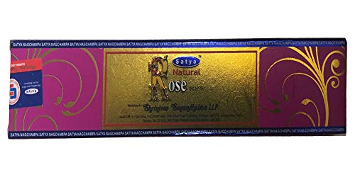 Satya Nag Champa - Palitos de incenso de rosa natural - Pacote com 2 (15 gramas cada)