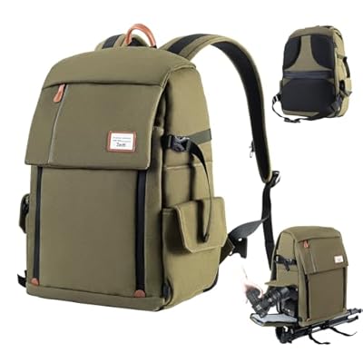 Zecti Mochila Profesional para Cámara Antigolpe e Impermeable Mochila fotografia para DSLR de Gran Capacidad Grande con Protector de Lluvia - Verde