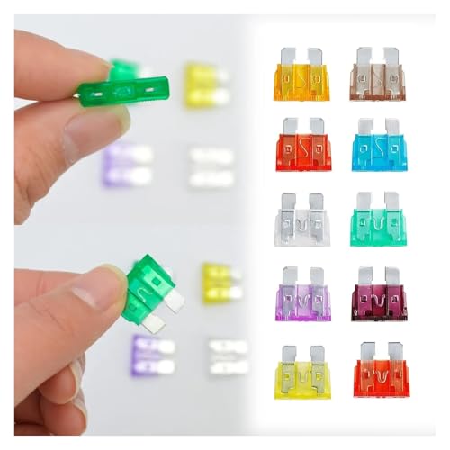 Kit surtido estándar de fusibles para auto 100 piezas, fusibles tipo cuchilla para reemplazo en automóvil, RV, camión, motocicleta y bote miniatura 3