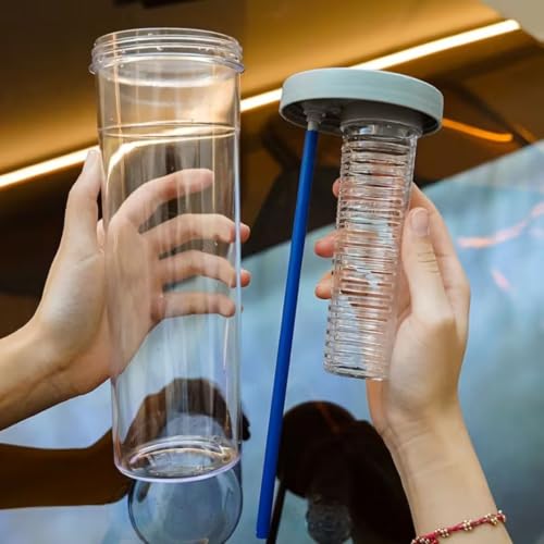 Image of Aider 1000ml Fruit Infuser Water Bottle with Straw, Leakproof BPA-Free Sports Drinking Bottle for Gym, Office, School, Travel & Outdoor (Multicolor)