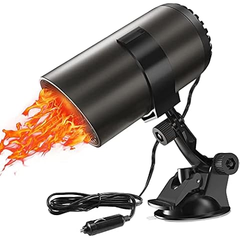 PERMORMAK 2022 Newest Car Heater, 12V 150W Portable 2 in 1 Car Fans with Heating & Cooling Function Defroster Defogger Plug in Cigarette Lighter with Suction Holder Cover