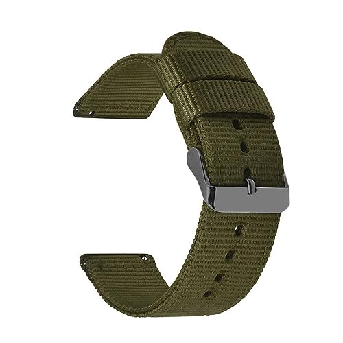 RUNMIND Quick Release Watch Band, Canvas Nylon Watch Strap for Unisex,Replacement Watch Strap, Armygreen Black, 18 mm