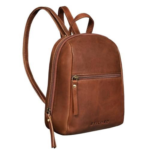 STILORD Lia Mini Mochila Mujer Cuero Vintage Daypack Pequeña Bolsa de Mano Hombro para Diario Salir o Trabajo de Auténtica Piel Color:Mocca   marrón Oscuro