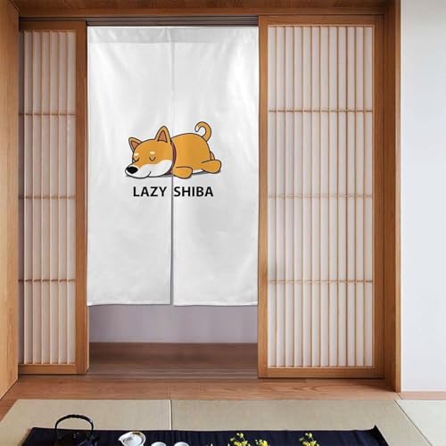 柴犬 犬柄 いぬ かわいい 可愛い のれん 間仕切り 遮光 暖簾 ロング 目隠し カーテン 玄関 キッチン リビング 出入り口 飲食店 かわいい おしゃれ 年中使用 幅86cm*丈143cm 34x56inch