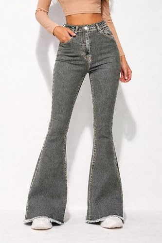 Image of KOTTY Women High Waist Bootcut Jeans Stretch Denim Slim Fit Flare Bottom Casual Jeans