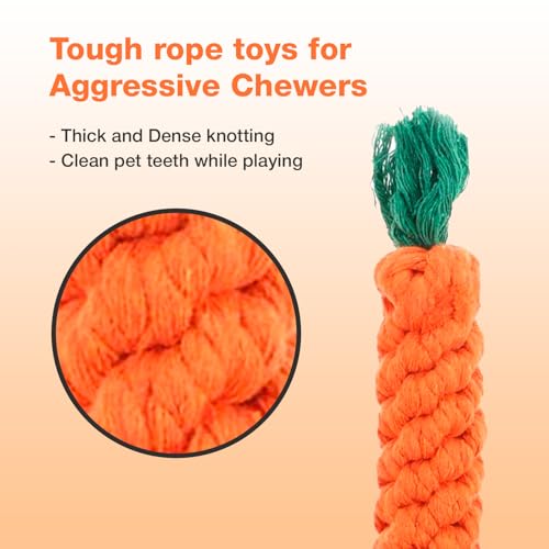 Image of Carrot Rope Toy for Dogs and Pets |Durable and Comfotable Chew Carrot Rope Toy |Puppy Teething Dog Rope Toys Cat Chew Toys Safe Braided Rabbit Toys Healthy Gift (Orange)