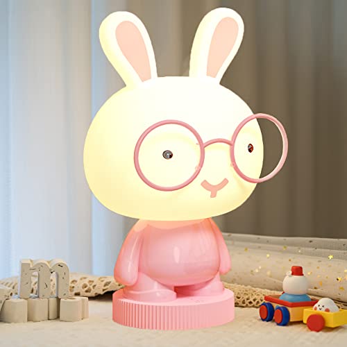 Luz Nocturna Infantil, FemKey Luz Bebe Nocturna con 4 Función Control Tátil, Conejito Rosa Lampara Bebe Noche (pink) Cover