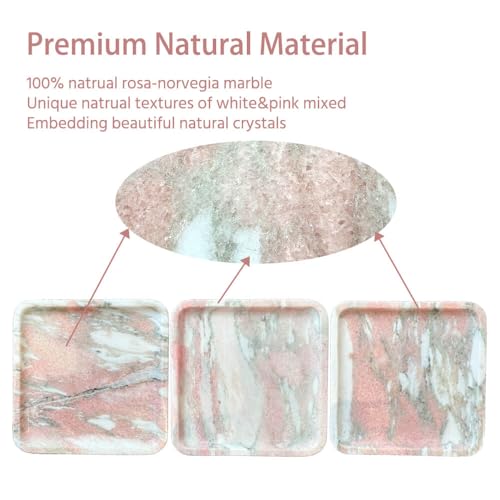 Bandeja de mármol rosa natural de lujo rectangular de 27x13 cm de piedra pulida 5