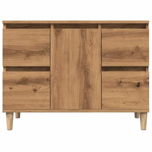 Gecheer Mueble para debajo del lavabo, 4 cajones y 1 compartimento, lavabo para baño, lavabo de baño, mueble de baño, roble Artisan, 80 x 33 x 60 cm, material de madera