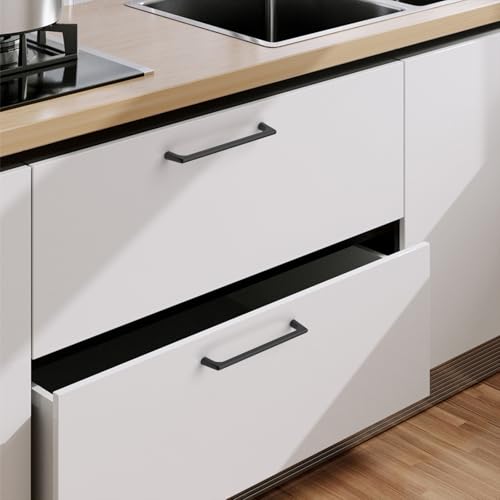 Image of 9BUILD Matte Black Cabinet Pulls - 10 Pack, 6.25 Inch, Black Kitchen Pulls & Drawer Handles