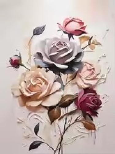 Toile texturée simple de roses 60x80 cm, impression haute définition résistante aux UV