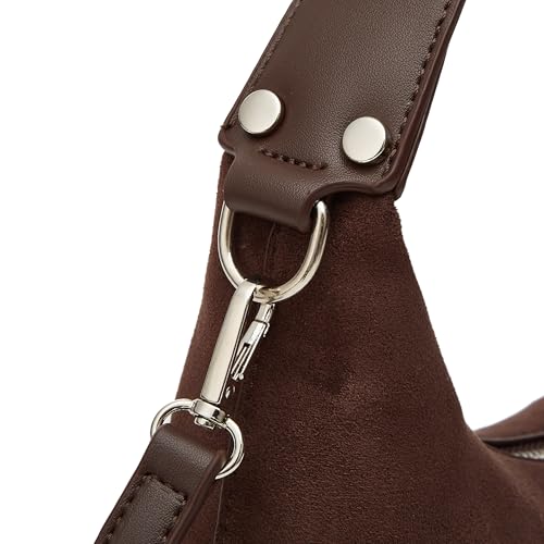Suede Crescent Tote Bags for Women Vintage Shoulder Bag Brown Suede Handbag Casual Crossbody Bag Travel Work Purse3