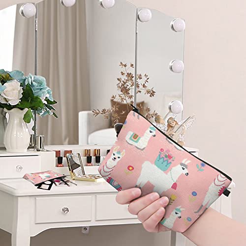 White Llama Cactus Flowers Sherpa Throw Blankets Winter Bed Blanket Warm Sofa Decor Gift Blanket 50X60 Inch With 1 Cosmetic Bag #TOP4