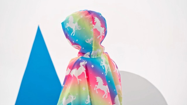 Poncho Impermeabile Bambini WAWSAM - Leggero, Con Stampa Unicorno