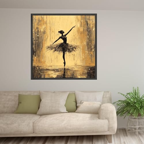 Silhouette de tutu noir sur tableau de ballet abstrait pour salon - 2