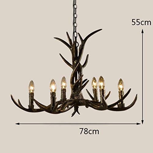 Lustre en bois de cerf créatif et plafonnier rétro art