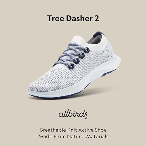 Allbirds Women's Tree Dasher 2, Active Running & Walking Sneakers - Blizzard, Hazy Cobalt (Clarity Blue Sole) - 8.5 Medium
