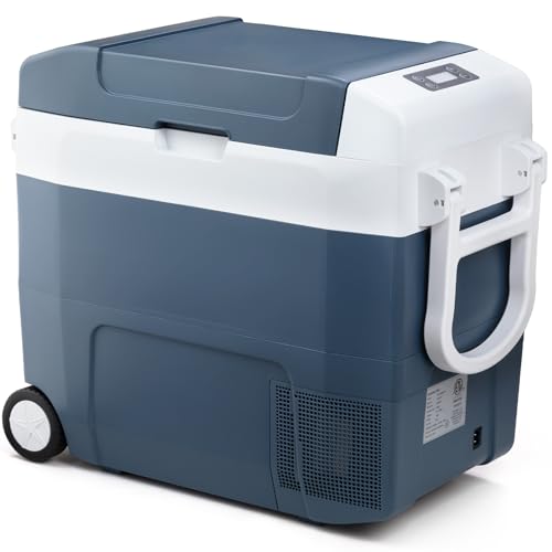 Mini Fridge Car Accessories Cooler 55L Portable Car Fridge 12V Refrigerator with Large Capacity Cooling Zone,Cooling Temp -18-10 ? Heating Temp 30-50 ?,Mini Cooler with Freezer for Car RV Office