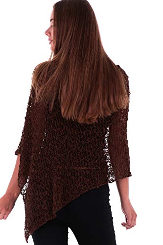 Image of SHU-SHI Summer Ponchos For Women Lightweight Sheer Popcorn Knit Sweater Cape Pullover