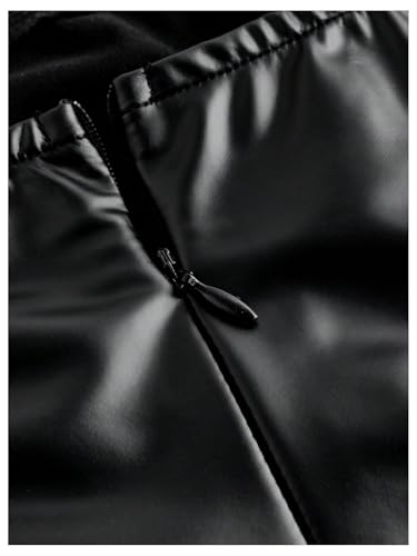 GORGLITTER Women's High Waisted Ruched Fitted Tummy Control Skirt Dressy Casual Leather Bodycon Mini Skirt4