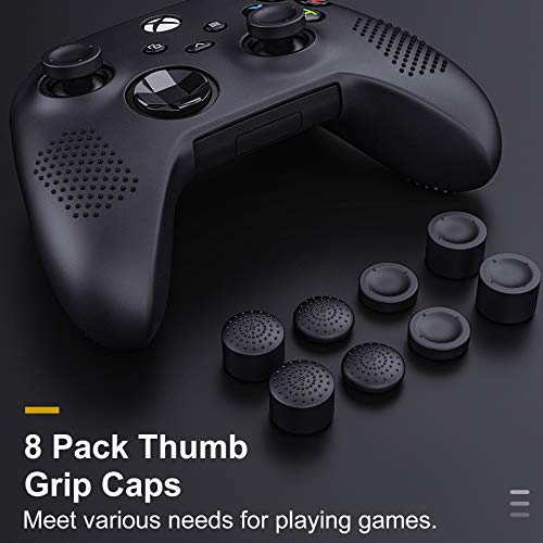 MoKo Case for Xbox Series X/S Controller Skin, Silicone Cover Skin Case with 8 Thumb Grip Caps, Shock-Absorption Anti-Scratch Protective Case for Xbox Series X/S Controller 2020, Black