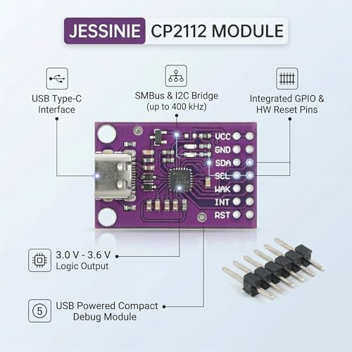 JESSINIE CP2112 USB Type‑C to I2C SMBus Communication Module, USB 2.0 Full‑Speed, 400 kHz by JESSINIE - Used condition - Image 4