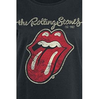 The Rolling Stones Langue Usée Femme T-Shirt Manches Courtes Noir Large – Image 2