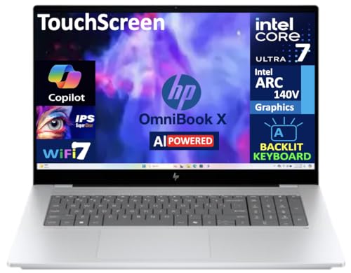 Image of HP OmniBook X Copilot+ Laptop 17.3 inch Touchscreen IPS FHD Display Ultra 7