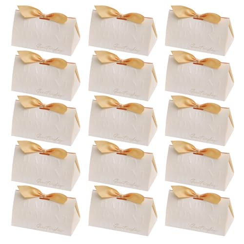 ONEBO Lot de 15 boîtes cadeaux et cônes en papier kraft, livrés avec un ruban, pour bonbonnières, mariage, anniversaire, travaux manuels et demande en mariage