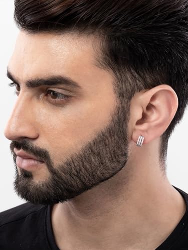 Image of ORIONZ Hoop Earrings for Men & Boys (1 Piece) - 925 Sterling Silver - Gift for Birthday Anniversary - 18k Gold Plated Jewellery - Men Fashion