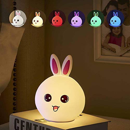 Night Light Gifts for Kids Baby - LED Bunny Nursery Bedside Lamp Tap