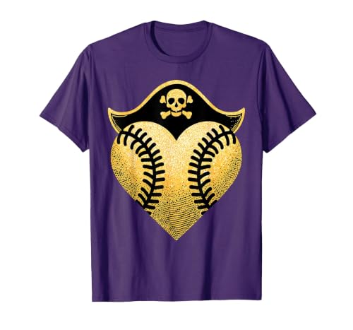 Baseball Pirate Baseball Player T-Shirt, Men, Purple, X-Large