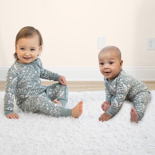 The Peanutshell 2-Pack Sleep and Play Baby Girl Clothes, 12-18 Months, Soft Cotton Footless Pajamas, Boho Meadow - 3