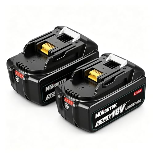 Image of 2-Pack 5000mAh 18V Lithium-Ion Replacement Battery Compatible with Mak-ita
